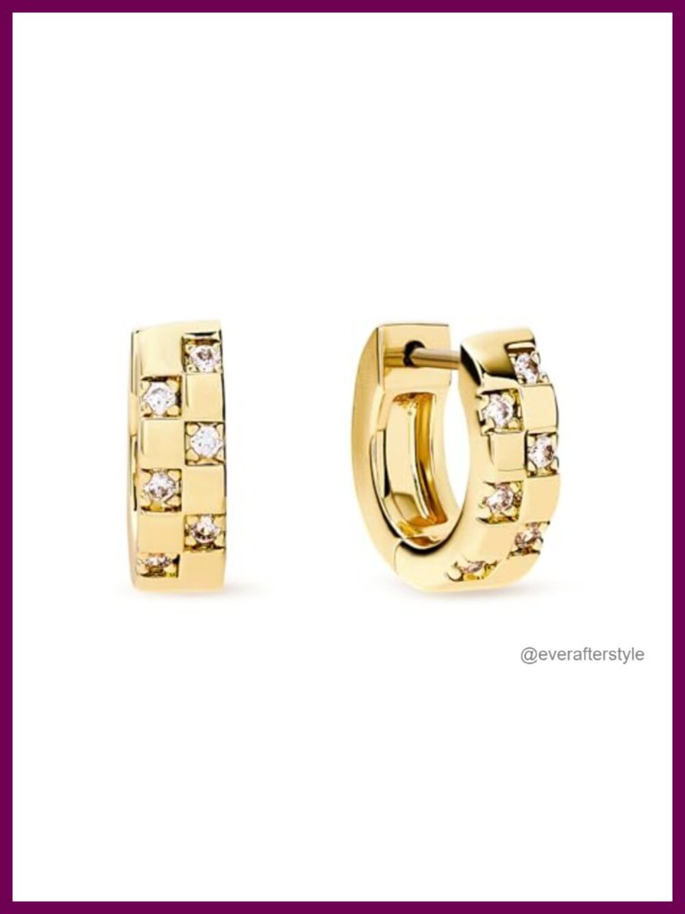 14K Gold Plated Cubic Zirconia Huggie Hoop Earrings Stainless Steel Posts
